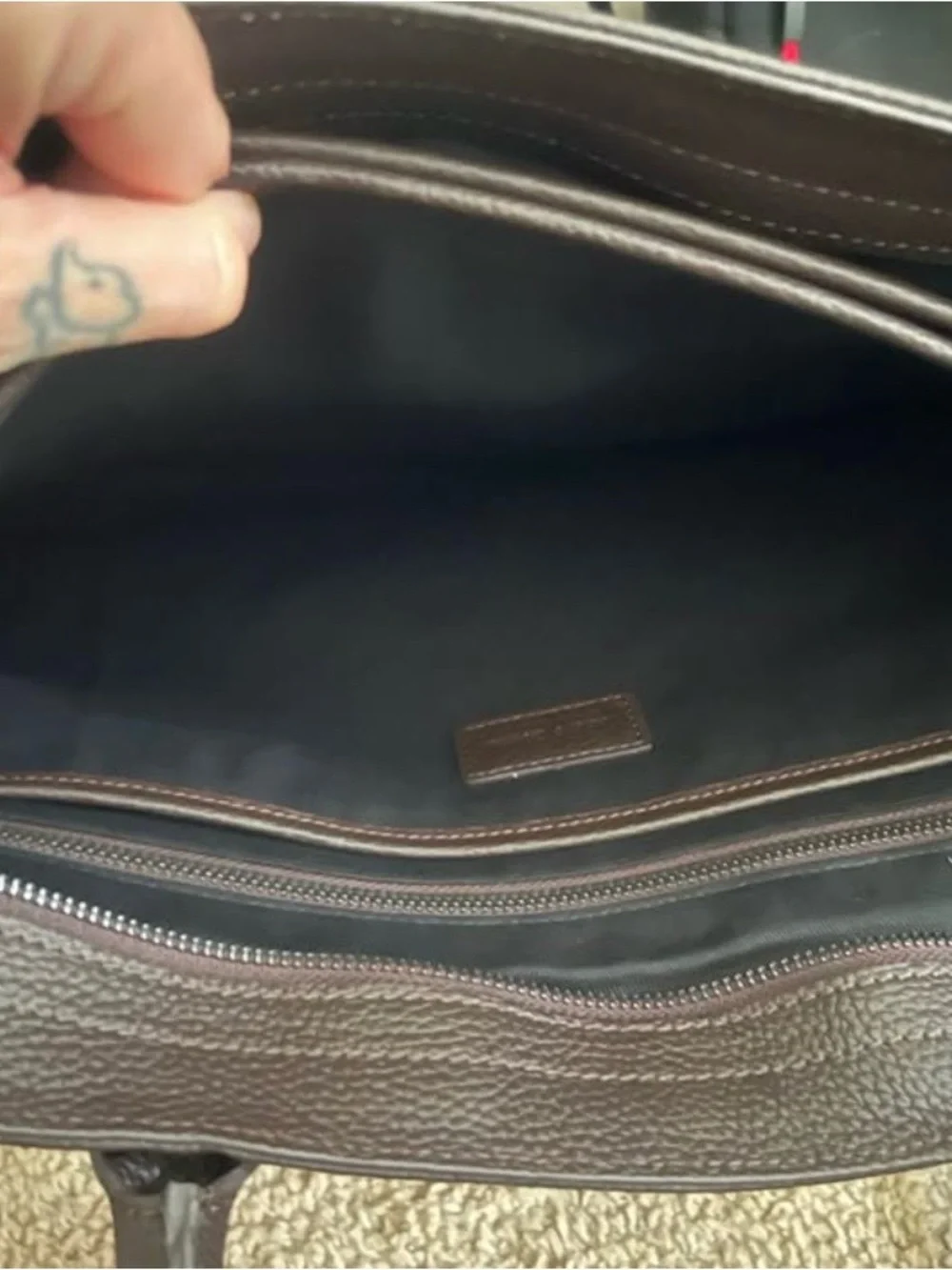Mark & Graham Dark Brown Pebbled Leather Briefcase